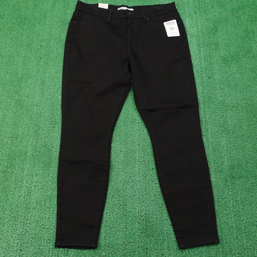 New! Signature By Levi Strauss Jeans 14S Black Mid-Rise Skinny 32x26 Denim Levis